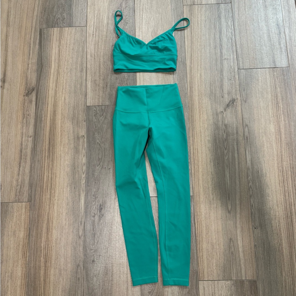 lululemon athletica Emerald Green High-Waist Leggings & Bralette Set